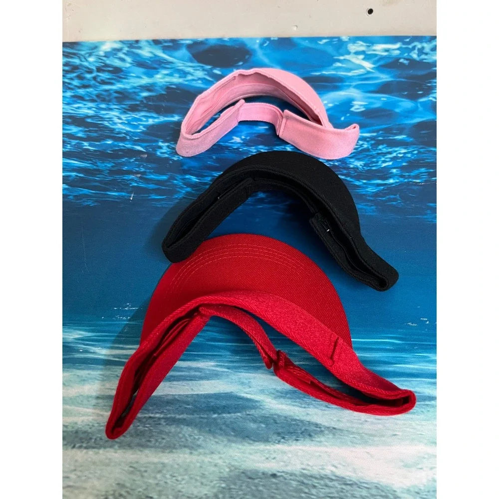☀️Set of 3 Women Athletic Sun Visors Red Black Pink Adjustable Tennis Golf Hats